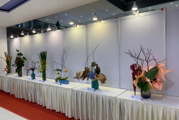 Exhibition Panels, banquet tables, long arm spotlight